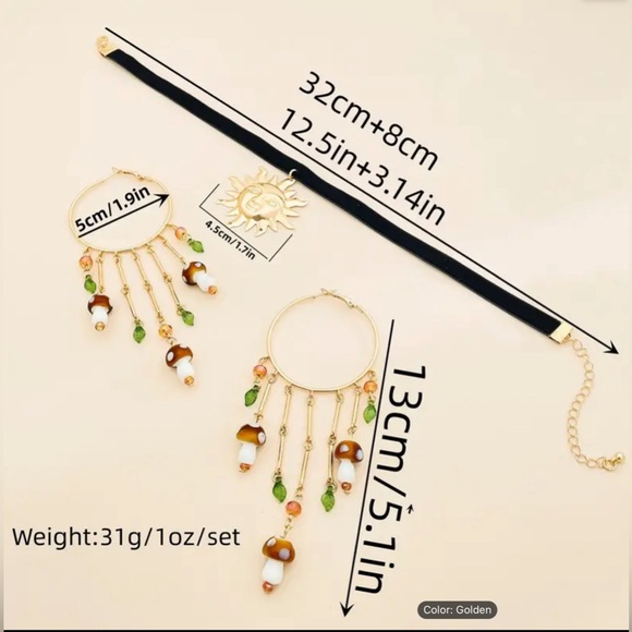 3pcs Earrings Plus Necklace Cute Jewelry Set Mushroom. - Picture 5 of 5